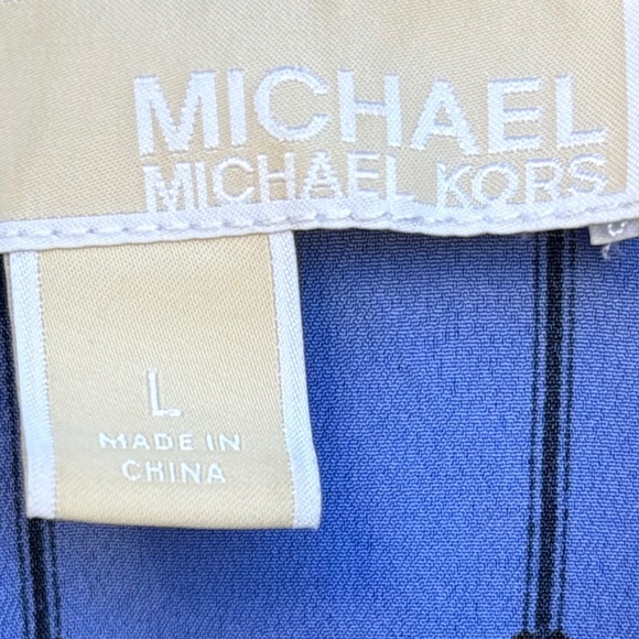 Michael Michael Kors Blue Chain-Link Print Blouse – Size L - Picture 3 of 4
